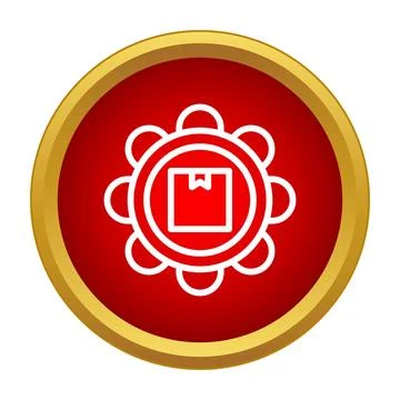 Package box inside gears depicting logistics and delivery process icon Stock Illustration