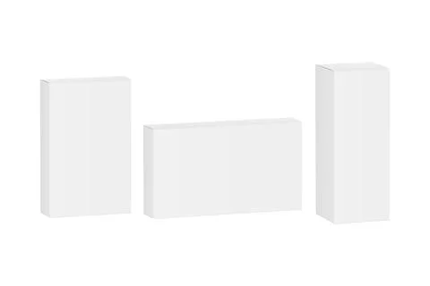 Package box mockup - thin, high and wide rectangle Stock Illustration