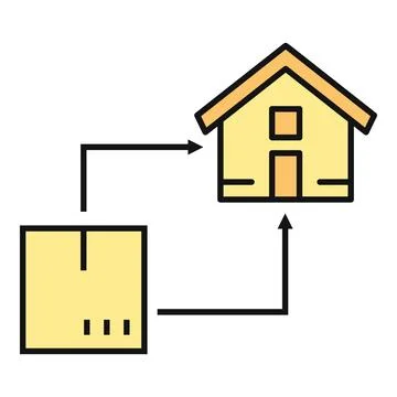 Package box moving to house relocation process Stock Illustration