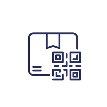 Package, box with QR code line icon Stock Illustration