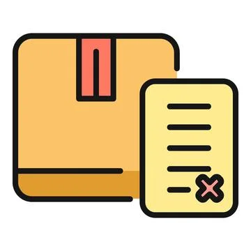 Package box with rejected delivery document icon Stock Illustration
