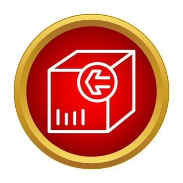 Package box with return arrow icon in red circle 스톡 일러스트