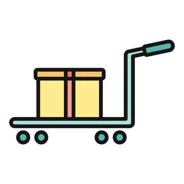 Package box shipping on a moving delivery cart Stock Illustration
