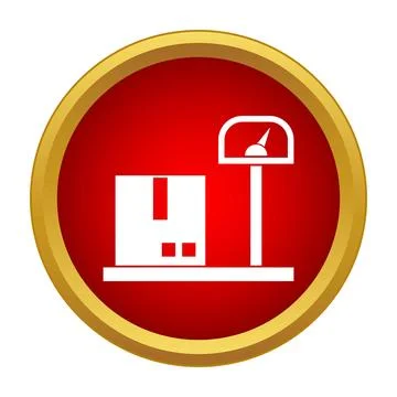 Package box sitting on weighing scale icon Stock Illustration