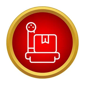 Package box weighing on platform scale icon Stock Illustration