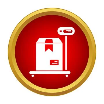 Package box weighing on a platform scale icon Stock Illustration