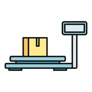 Package box weighing on a warehouse platform scale Stock Illustration