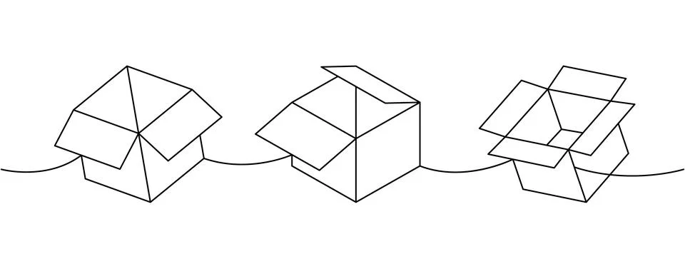 Package boxes one line continuous drawing. Carton delivery boxes. Vector Stock Illustration