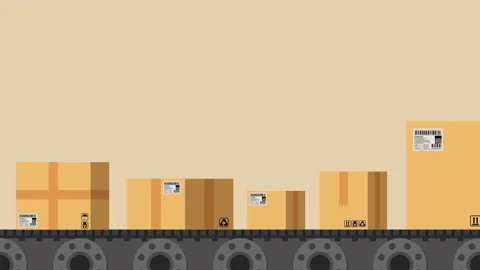 Package boxes or cardboard boxes moving on conveyor belts in the warehouse. Stock Footage 190480768
