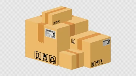 Package boxes or cardboard boxes pop up in Alpha Channel, transparent background Video stock 190481620