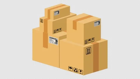 Package boxes or cardboard boxes pop up in Alpha Channel, transparent background Stock Footage 190481885