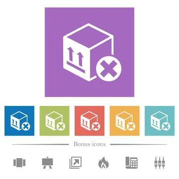 Package cancel flat white icons in square backgrounds Illustrazione stock