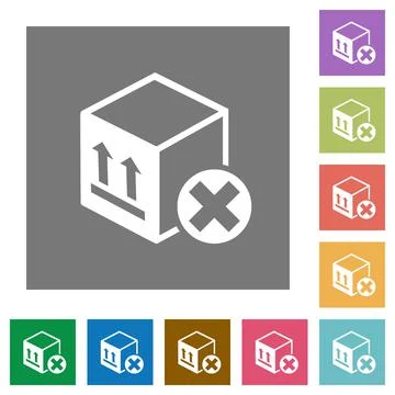 Package cancel square flat icons 스톡 일러스트