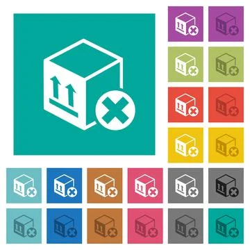 Package cancel square flat multi colored icons Illustrazione stock