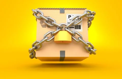 Package with chain and padlock Stock Illustration