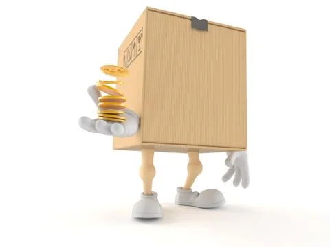 Package character with coins Illustrazione stock