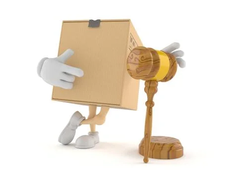 Package character with gavel 스톡 일러스트
