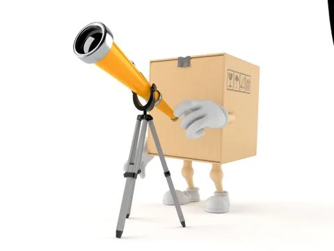 Package character looking through a telescope Stockillustratie
