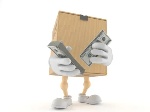 Package character with money 스톡 일러스트