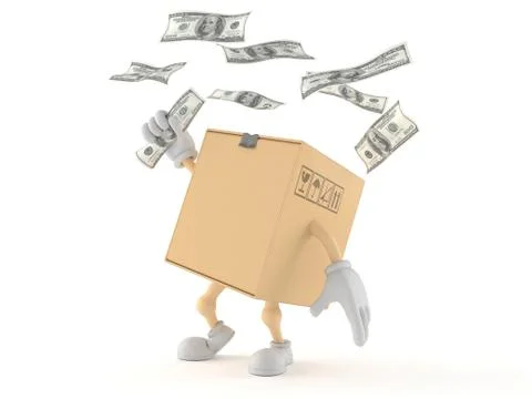 Package character with money Illustrazione stock