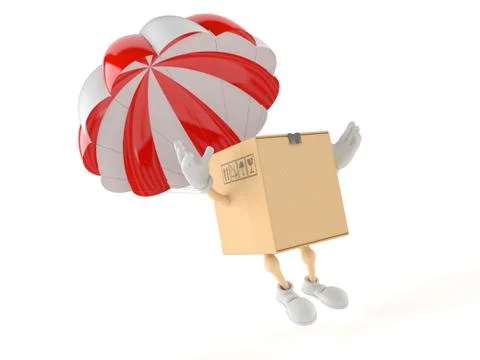 Package character with parachute 스톡 일러스트