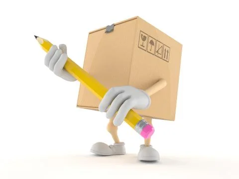 Package character with pencil Illustration