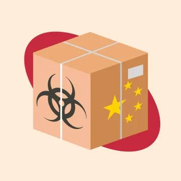 Package from China with a virus Coronavirus vector illustration. Stock Illustration