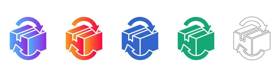 Package Circulation and Return Icons with Arrows Stock Illustration