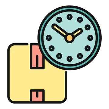 Package with clock representing fast delivery time Stock Illustration