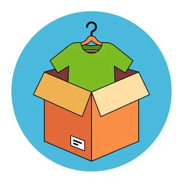 A package of clothes in a box. collect things for the move. Illustration