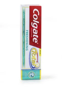 Package of Colgate toothpaste Stock Photos