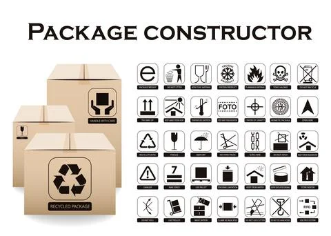 Package constructor. Packaging symbols isolated on transparent background.  Icon Stock Illustration