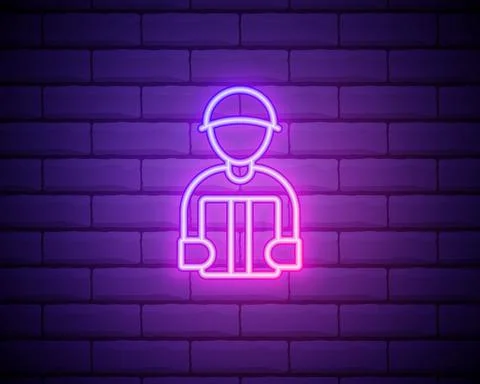 Package Courier Neon Sign. Vector Illustration of Delivery Promotion isolated 스톡 일러스트