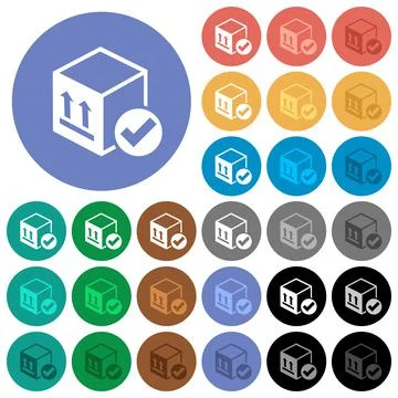 Package delivered round flat multi colored icons Illustration