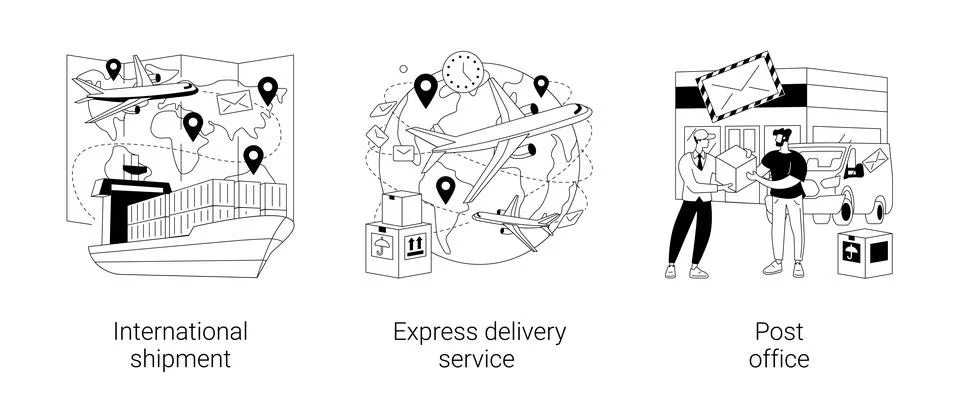 Package delivery abstract concept vector illustrations. Illustrazione stock