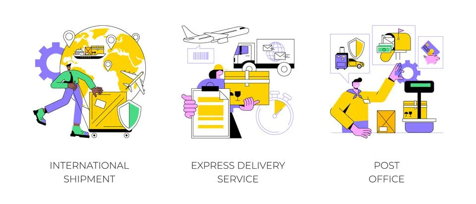 Package delivery abstract concept vector illustrations. Illustrazione stock