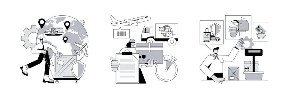 Package delivery abstract concept vector illustrations. Stock Illustration