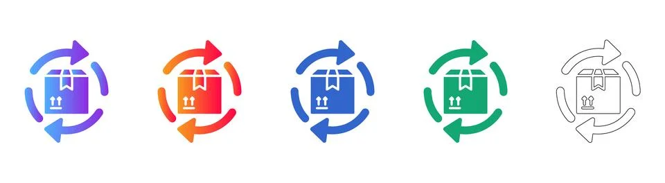 Package Delivery and Return Icons Set Stock Illustration
