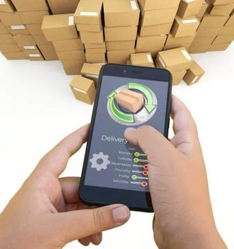 Package delivery control app Stock Photos