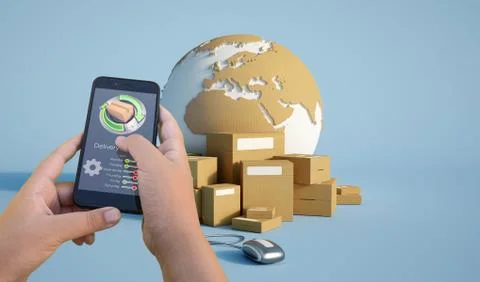 Package delivery control app Foto stock