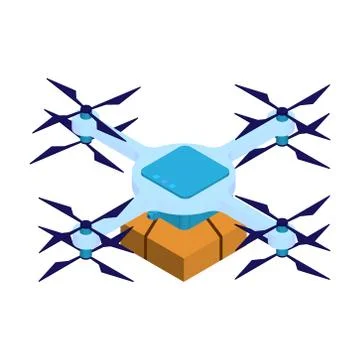 Package delivery drone, express delivery service Illustrazione stock