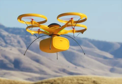 Package Delivery by Drone Stock Illustration