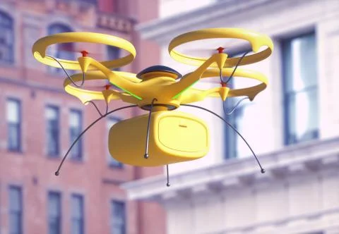 Package Delivery by Drone Stock Illustration