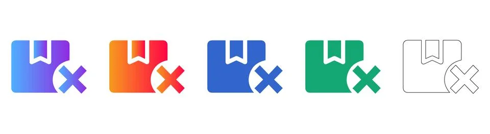 Package Delivery Error Icons Set Ilustração Stock