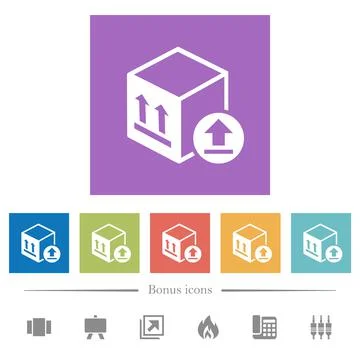 Package delivery flat white icons in square backgrounds Illustrazione stock