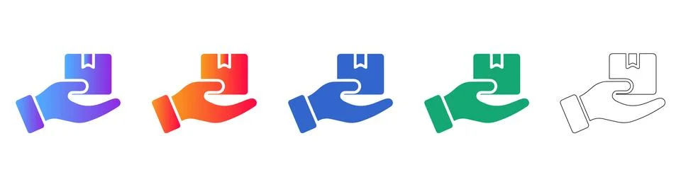 Package Delivery Hand Icons in Gradient Styles Stock Illustration