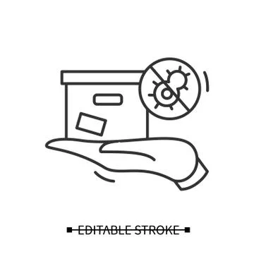 Package delivery icon. Parcel box hand delivered 스톡 일러스트