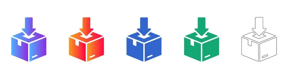 Package Delivery Input Icon Set 스톡 일러스트
