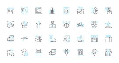 Package Delivery linear icons set. Parcel, Courier, Shipment, Delivery, Express Illustrazione stock