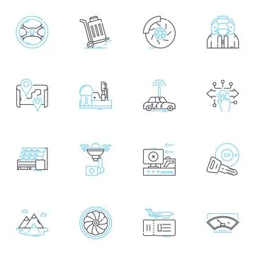 Package delivery linear icons set. Express, Courier, Delivery, Tracking Illustration